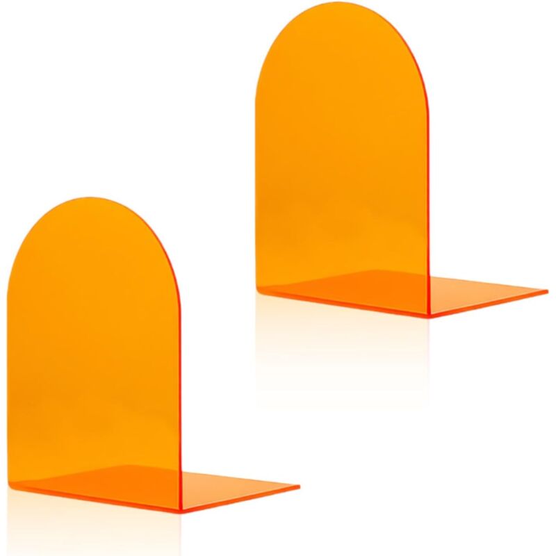 Serre-Livres En Acrylique Orange Lot De 2 Cale Livre Élégante Pour Organiser Livres Cd Dvd Dans Chambre Bureau Bibliothèque Moderne