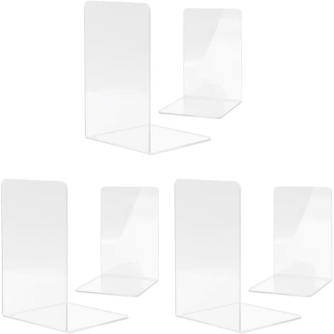 Serre-livres en acrylique transparent, support de rangement de bureau antidérapant