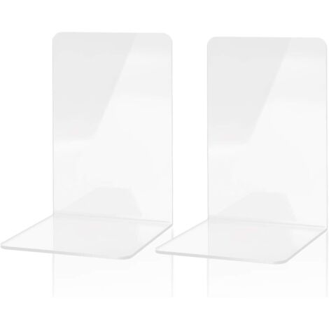 Serre-livres en acrylique transparent, support de rangement de bureau antidérapant