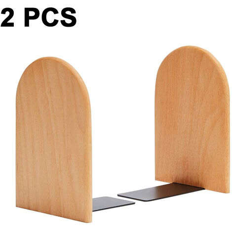 MOWZE Serre-livres en bois, 1 paire, antidérapant, hêtre allemand, support de livre de bureau (Buche-A),tête ronde en hêtre