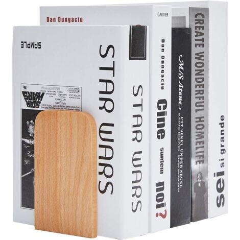 Serre-livres en bois, lot de 1 paire, antidérapants, en hêtre allemand, pour étagère de bureau (bois, 13 x 8 x 10 cm)