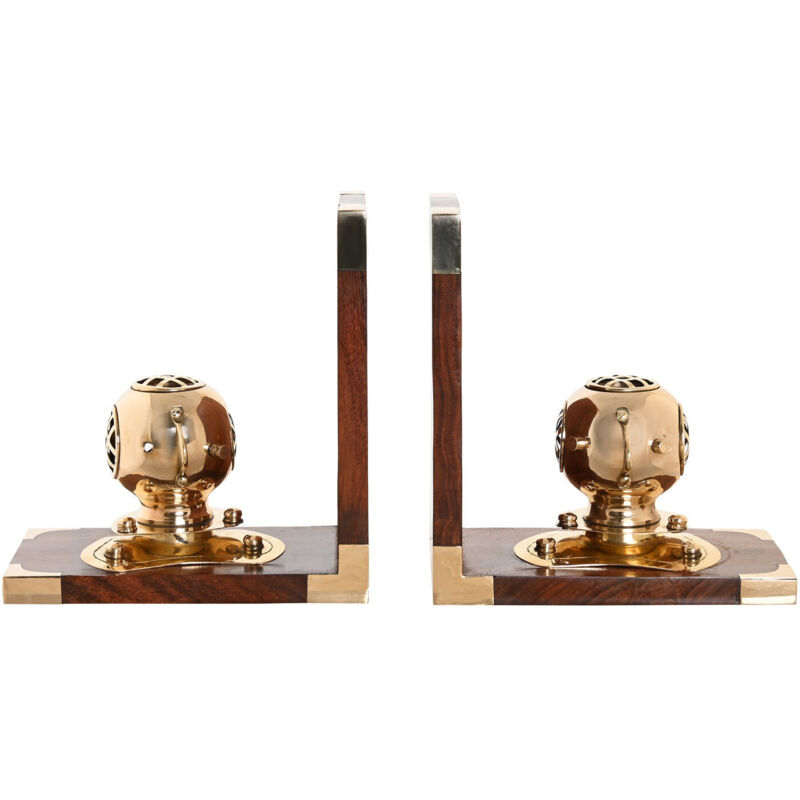 Dkd Home Decor - Serre-Livres Set 2 Laiton Sheesham 30X10X16