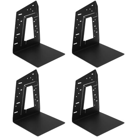 Serre-livres en métal design, 4 pièces pour bureau avec patins antidérapants, style architectural épuré et bords arrondis.