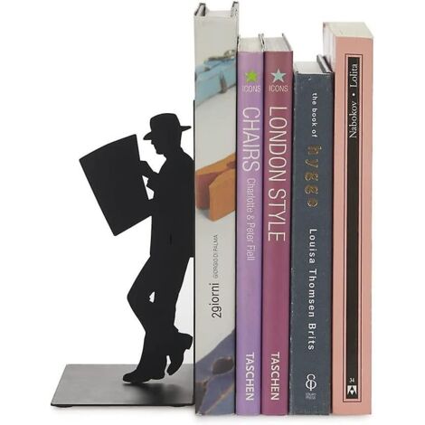 Serre-livres en métal noir pour présentoir décoratif