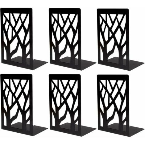 Serre-livres en métal pour livres lourds, étagères décoratives antidérapantes, étagères noires (3 paires) - AquaForge