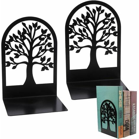 Serre-Livres en Métal Robuste Décoratifs,phe 1 Paire Serre-Livres Noir pour Etagère Bouchon de Livre Serre-Livres Porte-Dossier Bibliothèque Invisible pour Bibliothèque Scolaire, Maison, Bureau