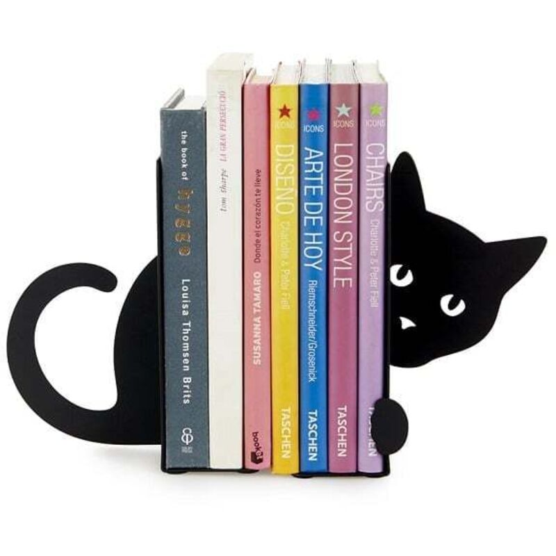 Serre-livres en métal noir Animaux Chat Serre-livres en métal noir Animaux Chat