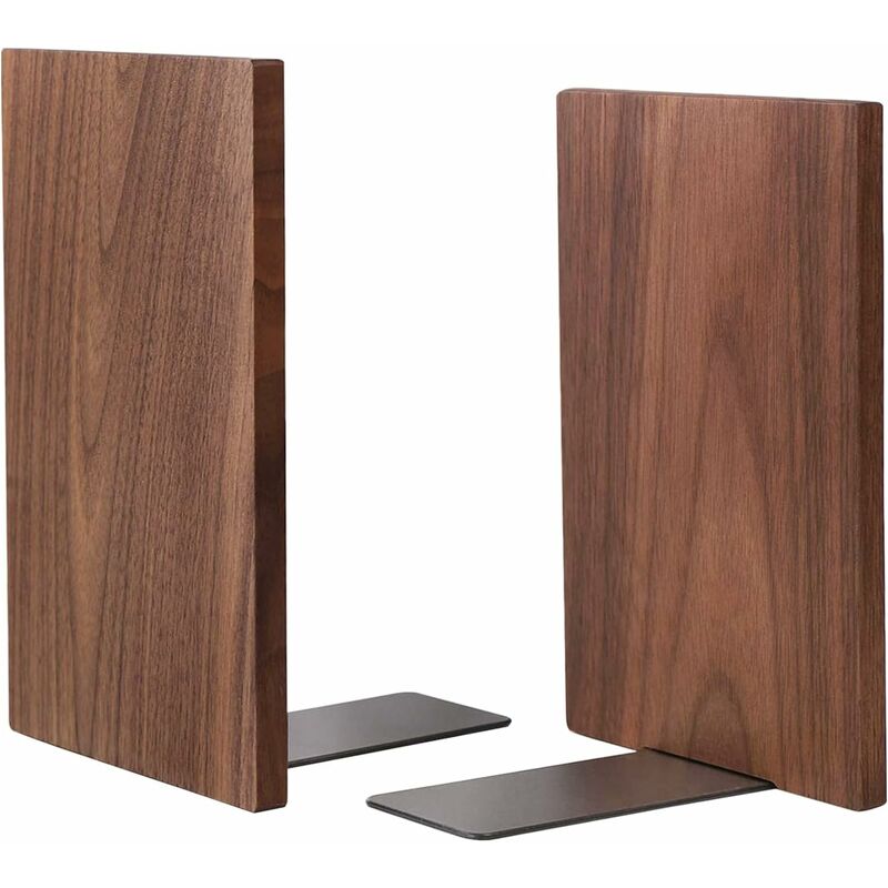 Serre-livres en noyer faits à la main, serre-livres antidérapants pour étagères, grands serre-livres robustes pour livres lourds, étagère à livres