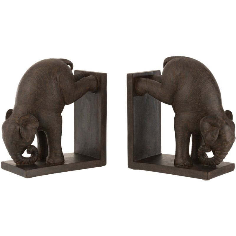 Serre-Livres Éléphant en résine marron