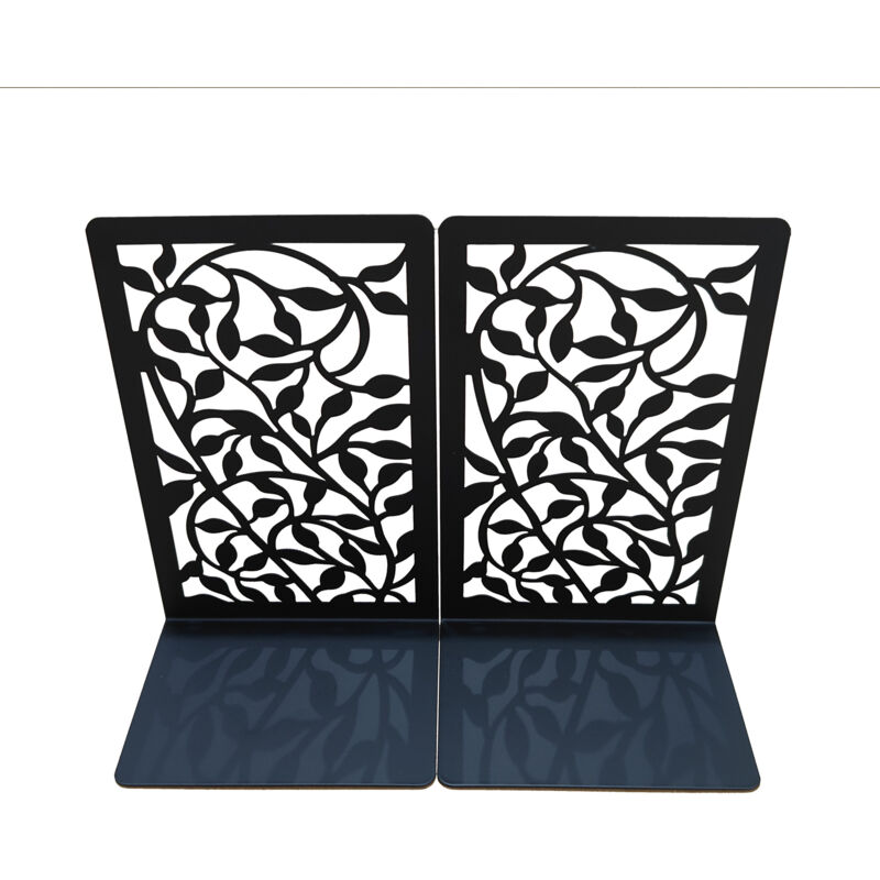 Serre Livres Métal Cale Livre-Noir Séparateurs de Livres Anti Rayures pour Bureau, Maison, Écoles CD, Librairie et Bibliothèque 1 Paire