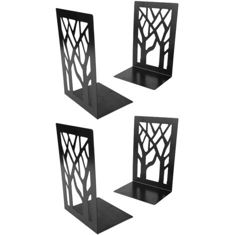Serre-livres métalliques décoratifs pour bureau et bibliothèque, lot de 4