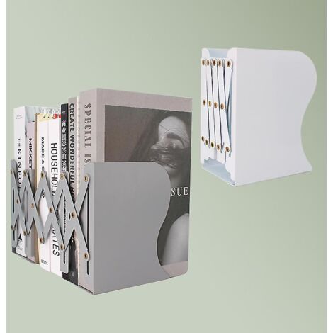 Serre-livres métalliques réglables pour bureaux et étagères, porte-revues extensibles et porte-papeterie extensible jusqu'à 48 cm.