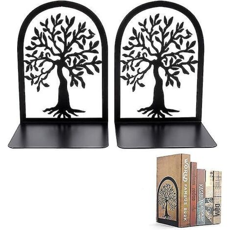 serre-livres Noir 1 Paires, Mini Porte Livre, Sparateur Livre Arbre De Vie En Metal, Pour Dcoration Bureau, Enfants, Coles, Design, Cd, Librairie