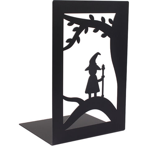 Serre-Livres Noir en métal Anti-Rayures et antidérapant Serre-Livres Enfants Serre-Livres Robustes pour école et Maison Conception d'elfe de la forêt Séparateurs de Livres 1 Paire