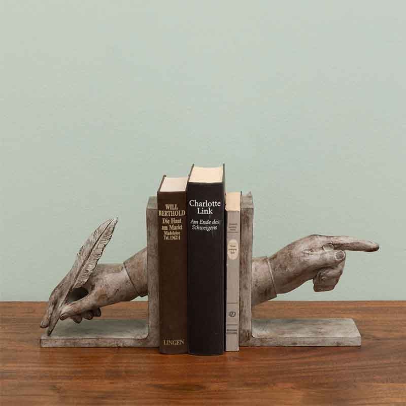 Serre-livres poète gris 10x35x19cm