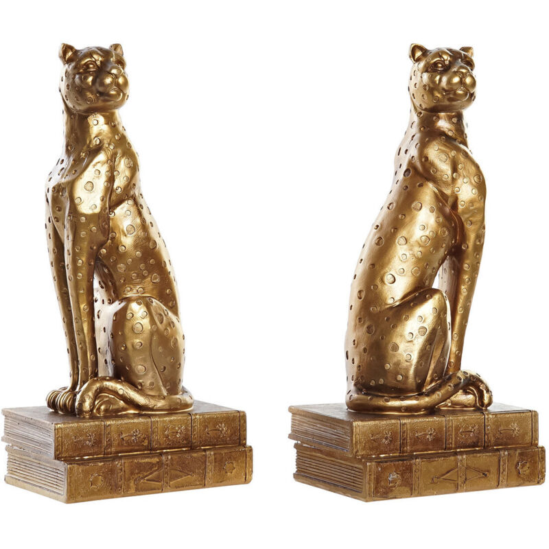 Serre-Livres Set 2 Résine 16X11X33 Léopard Cuivré