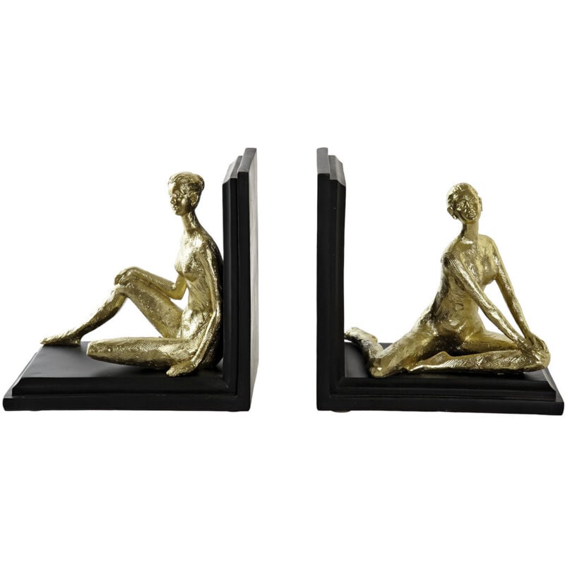 Dkd Home Decor - Serre-Livres Set 2 Résine 17,5X12X17 Femme Doré