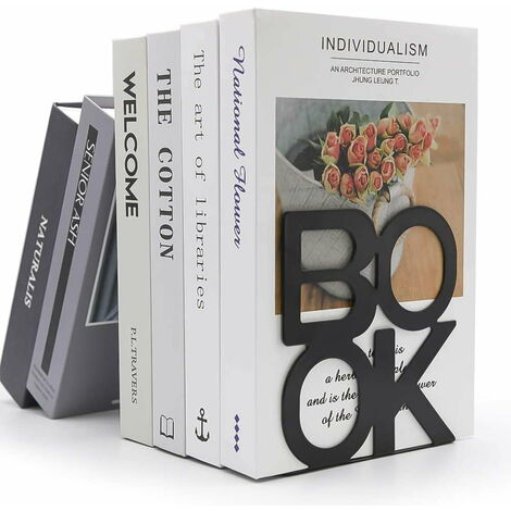 Serre-livres - Supports de serre-livres décoratifs en métal pour livres de bureau d'étagère Merek Design Heavy Duty