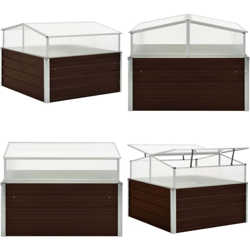 Serre Marron 100 x 100 x 85 cm Acier galvanisé - Serre De Jardin - Abri Plante - Protection Plante - Greenhouse - Serrez Jardin - Home & Living