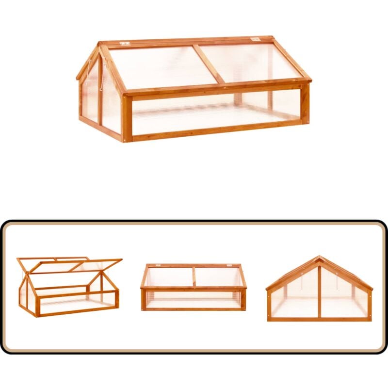 Serre Marron 114x80x50 cm Bois de sapin - Serre En Bois - Serre Jardin - Abri Jardin - Protection Plantes - Croissance Plantes