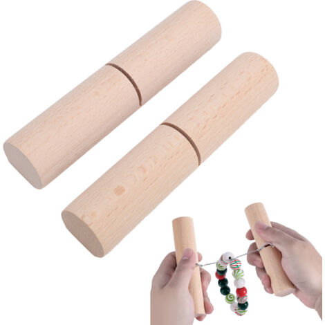 Serre-Nœuds Professionnel [Serre-Nœuds Professionnel] + [lot 2 pièces] + [bois] + [pour bracelets silicone et porte-clés] - outils serrage nœuds (lot de 2, bois, 13 cm)