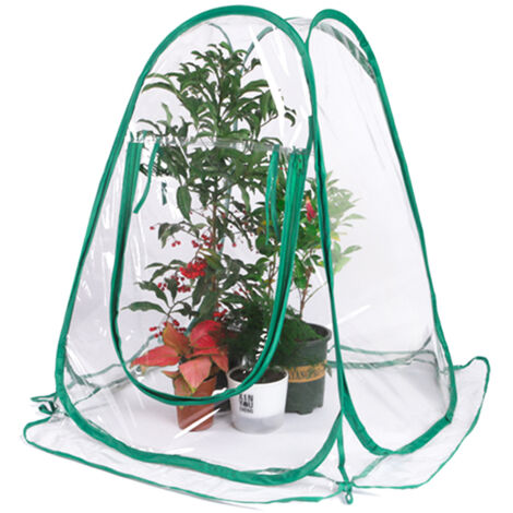 Serre Pop-up PVC Mini Protection Plantes Décoration Jardin Intérieur Extérieur 70x70x80cm avec Fenêtre Ventilation