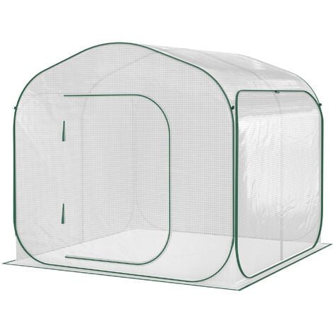 Serre pop-up - serre de jardin pop-up - porte zippée enroulable - dim. 2,08L x 2,08l x 1,95H m - sac transport inclus - PE blanc vert