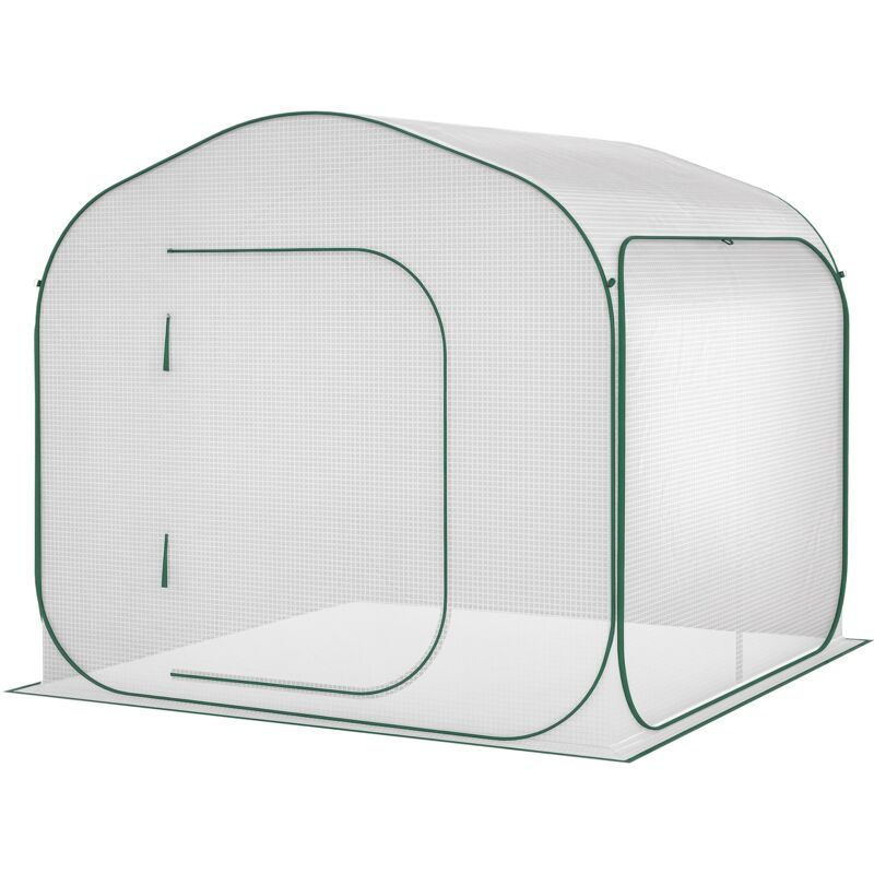Serre pop-up - serre de jardin pop-up - porte zippée enroulable - dim. 2,08L x 2,08l x 1,95H m - sac transport inclus - PE blanc vert