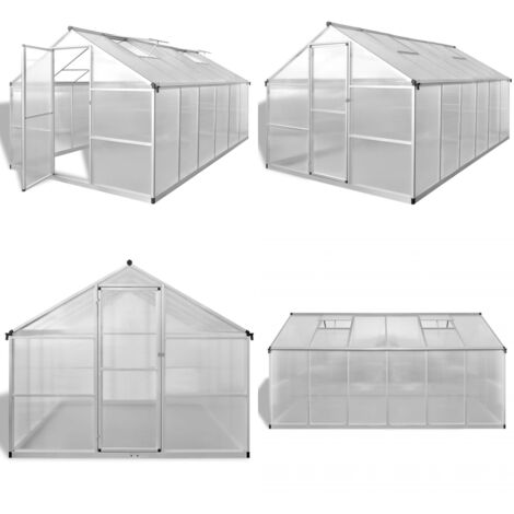 Serre renforcée en aluminium avec cadre de base 9,025 m² - Serre De Jardin - Serre En Aluminium - Serre Transparente - Serre Polycarbonat - Abri Jardin - Home & Living