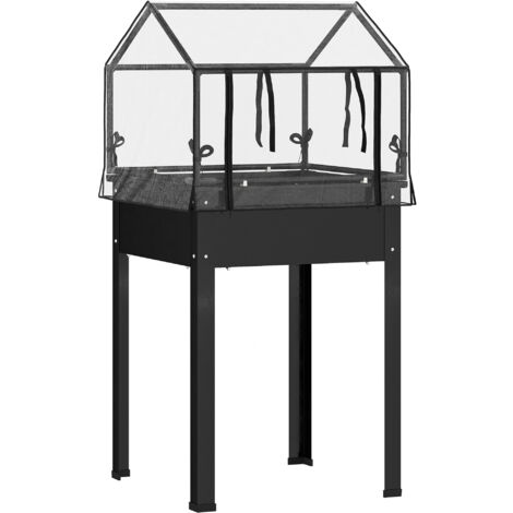 Serre surélevé jardin avec couvercle et trous d'égout, résistants aux intempéries 60x60x120cm, noir