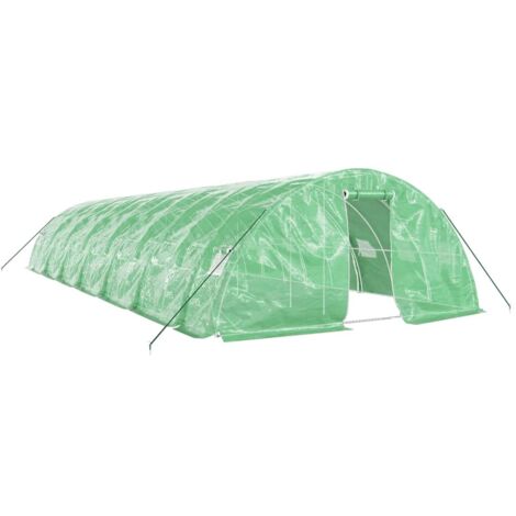 Serre tente abri plante fleur légumes avec cadre en acier 70 m² 14 x 5 x 2,3 m vert