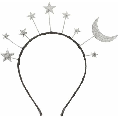 Serre-tête à paillettes avec étoiles et lune, mignonne et étoile, pour fête d'anniversaire, diadème, coiffe pour cheveux