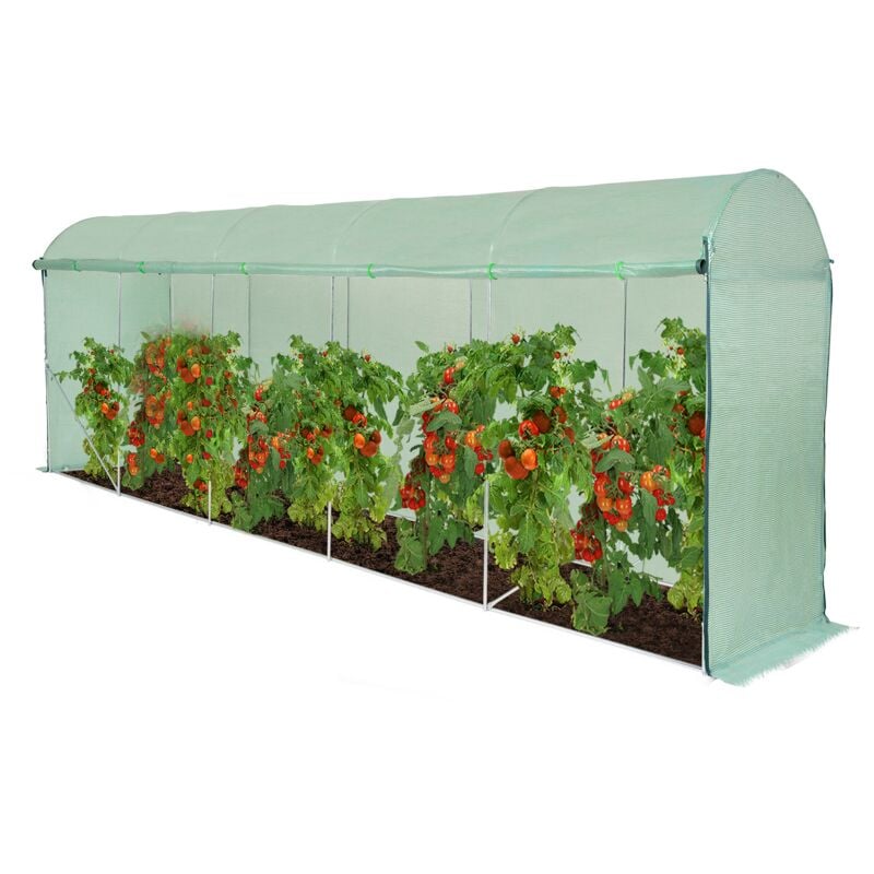 Idmarket - Serre à tomates 2 côtés relevables 6m² 4 saisons verte - Vert