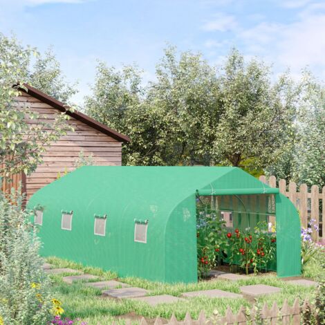 Serre Tomato House avec toit à pignon 600x300x200cm Feuilles d’aluminium Serre verte pour le jardin et l’entretien des plantes