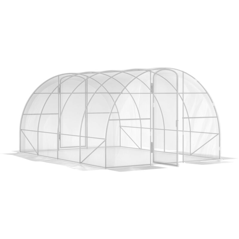 Serre tunnel 12 m² - 4 x 3 x 2 m - 2 portes - acier galvanisé pe haute densité transparent