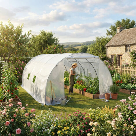 Serre Tunnel 18m2 Bianca PE Renforcée 3x6m Green Protect
