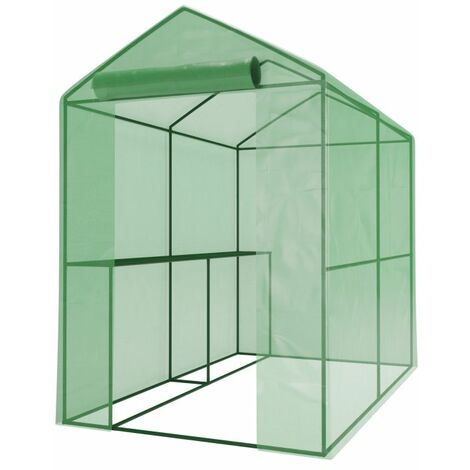 Serre tunnel 2,26m² – Bâche armée indéchirable 140g/m² – 2 étagères incluses – Dimensions 186x122x190cm – Eurospen