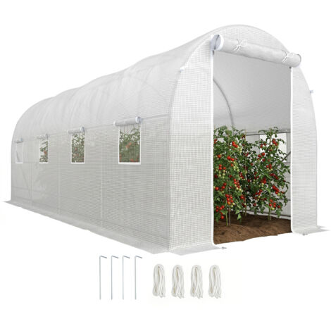 Serre tunnel 5x2x2m acier blanc polyéthylène