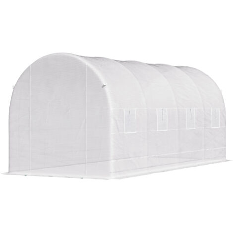 Serre tunnel 5x2x2m acier blanc polyéthylène