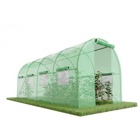 Serre tunnel 9m² – Bâche armée indéchirable 140 g/m² – 8 fenêtres de ventilation avec moustiquaire – Cadre en acier galvanisé – Eurospen