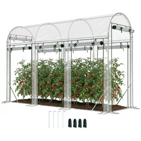 Serre tunnel de 3 x 1 x 2 m avec 8 portes enroulables et structure en acier galvanisé transparent anti-UV