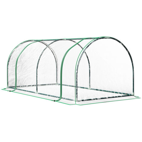 Serre tunnel de jardin 4 saisons, 2 m², serre avec porte, adaptée pour semis et croissance des plantes, structure en acier, couverture en film plastique, 200 × 100 × 80 cm, verte, gamme maraîchère