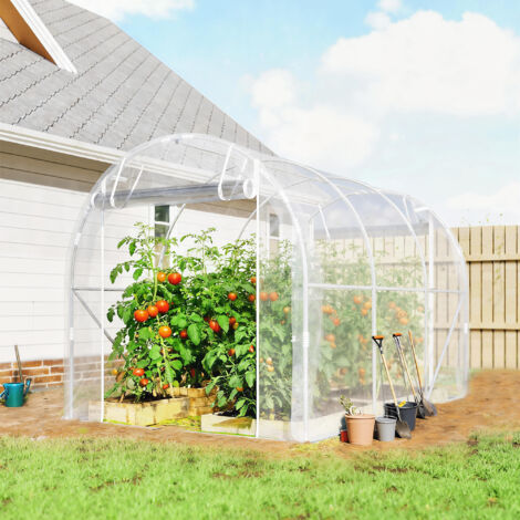 Serre tunnel de jardin 6m² serre de jardin tunnel 195x295x195cm cadre Acier. bâche PE 150g/m² transparent