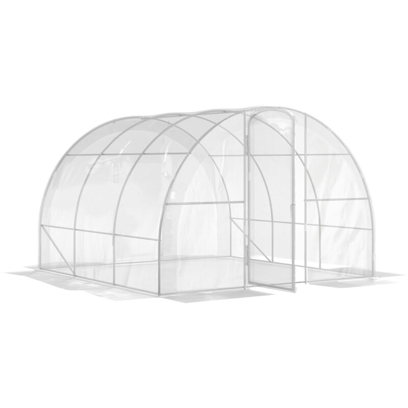Serre tunnel de jardin 9 m² - 3 x 3 x 2 m - porte - acier galvanisé pe 150 g/m² transparent
