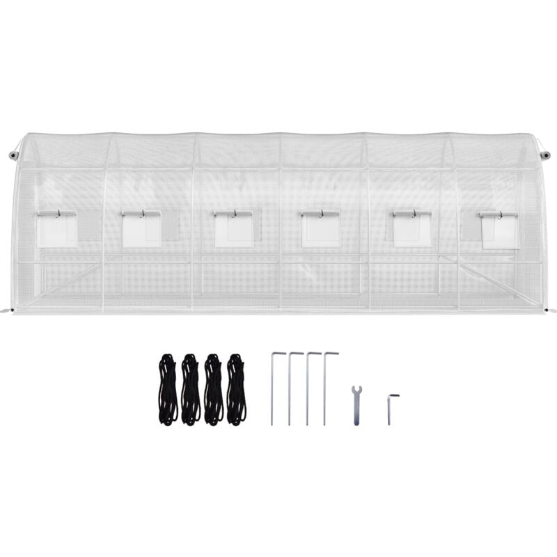 Mophorn - Serre tunnel de plain-pied serre chaude portative pour plantes de 20 x 10 x 7 pi, cadre en acier galvanisé avec 3 poutres supérieures, 4
