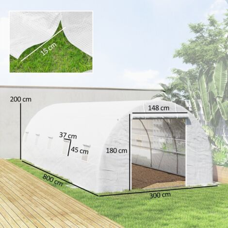 Serre tunnel jardin 7,9x3x2m, structure acier supérieure pour potager et culture professionnelle
