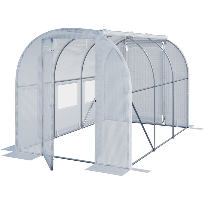 Serre tunnel Premium TOOLPORT 2x3m avec porte pivotante, bâche PE 180 g/m² blanc transparent