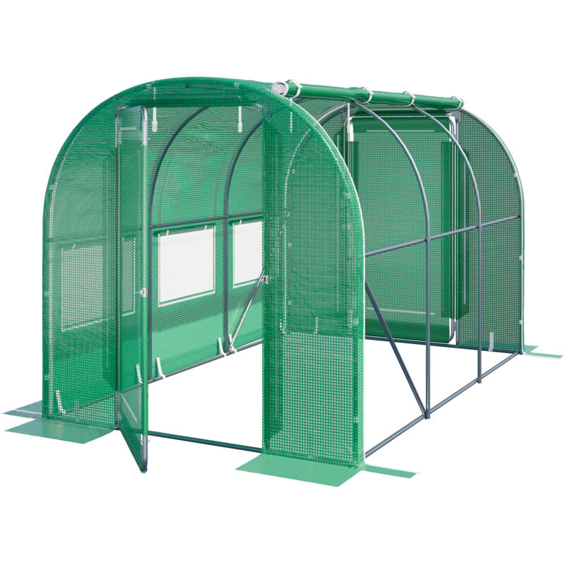 Serre tunnel Premium TOOLPORT 2x3m avec porte pivotante, bâche PE 180 g/m² vert transparent