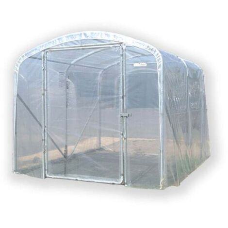 Serre tunnel PRO-230  larg 2.30 m, Long 3 m, Façade 1 porte simple et 1 façade pleine