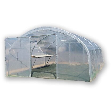 Serre tunnel PRO-400 larg 4 m , Long 4 m, Façade 1 porte simple et 1 façade pleine